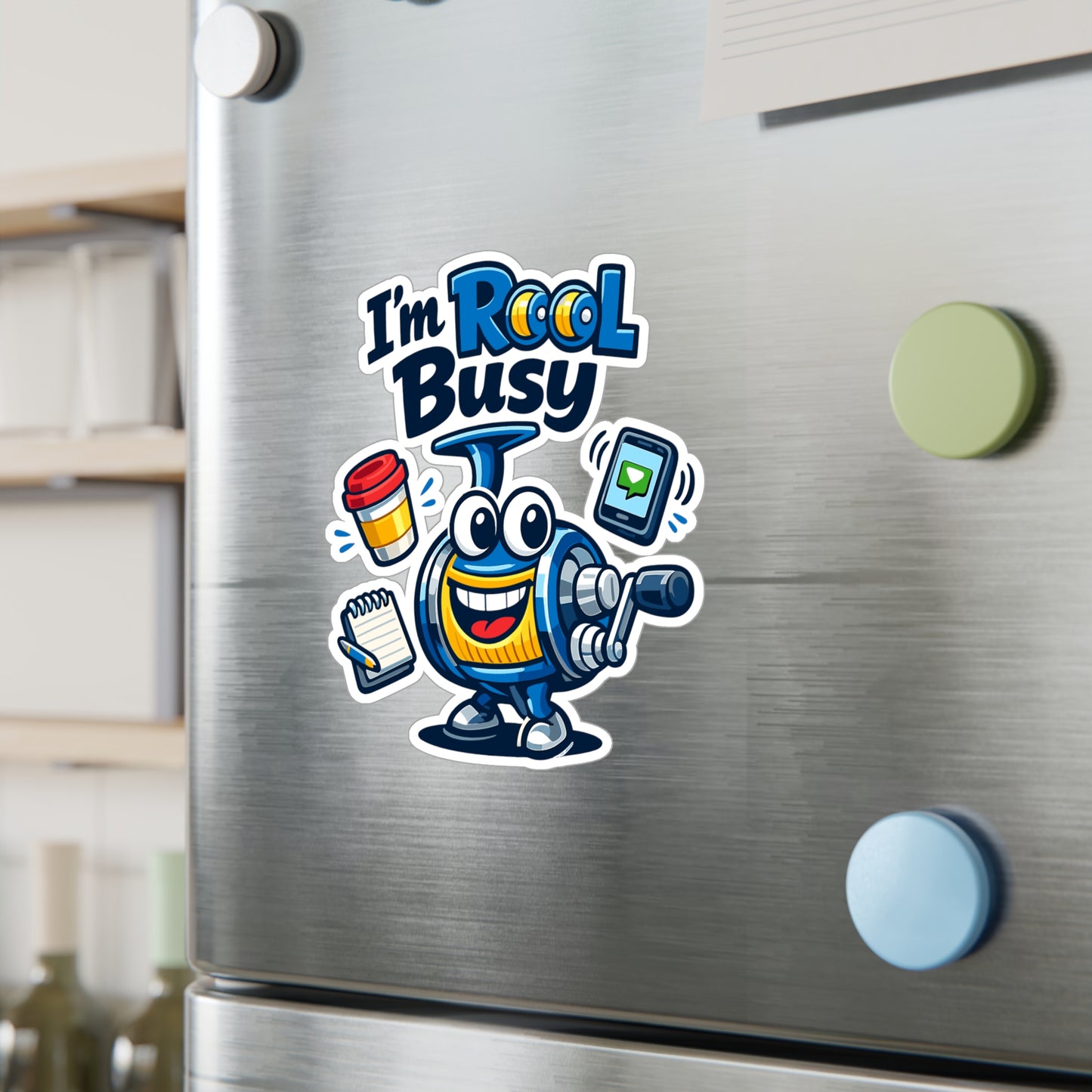 Fishing Sticker “I'm Reel Busy” Funny Angling Lake Boating decals, Waterproof Vinyl for Laptop Water Bottle