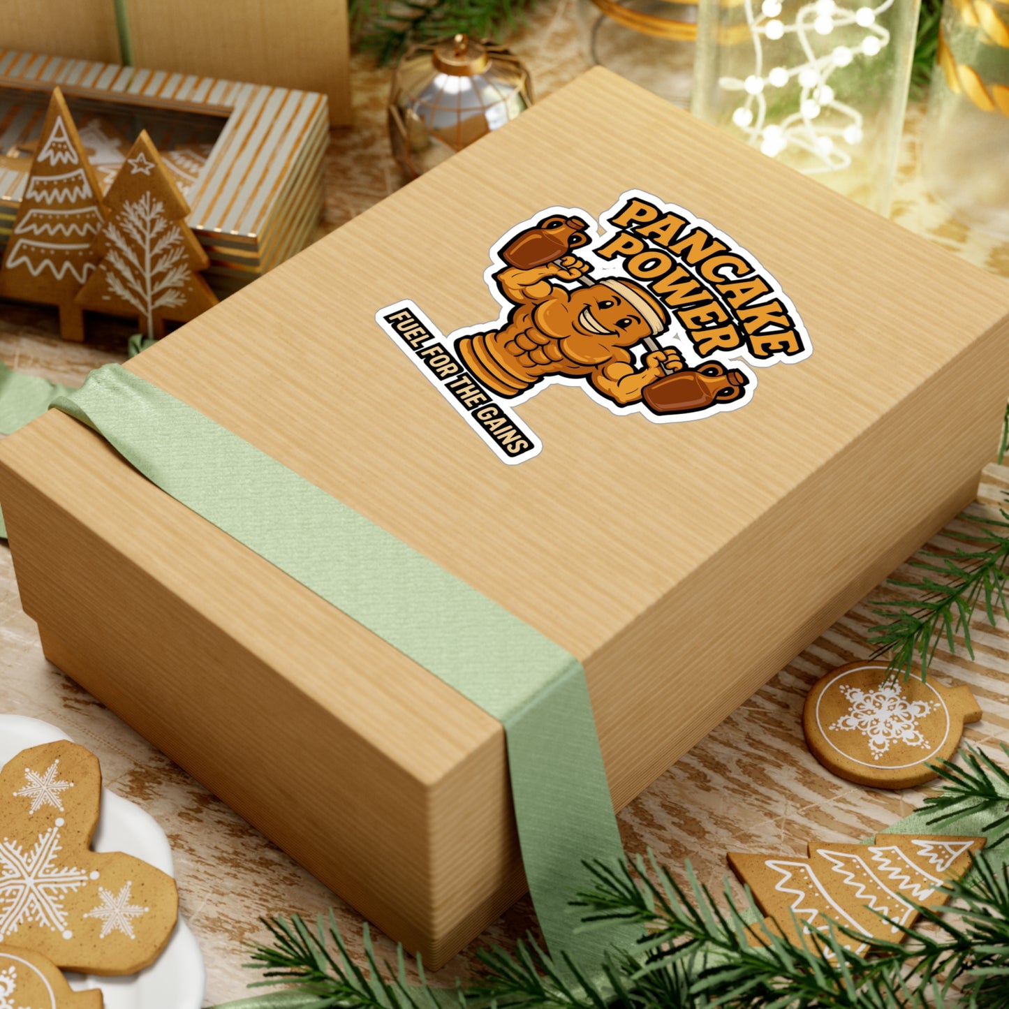 Pancake Power - Bodybuilding Sticker for Gym and Water Bottle - Fitness Motivation for Athletes - Gift Idea for Workout Lovers