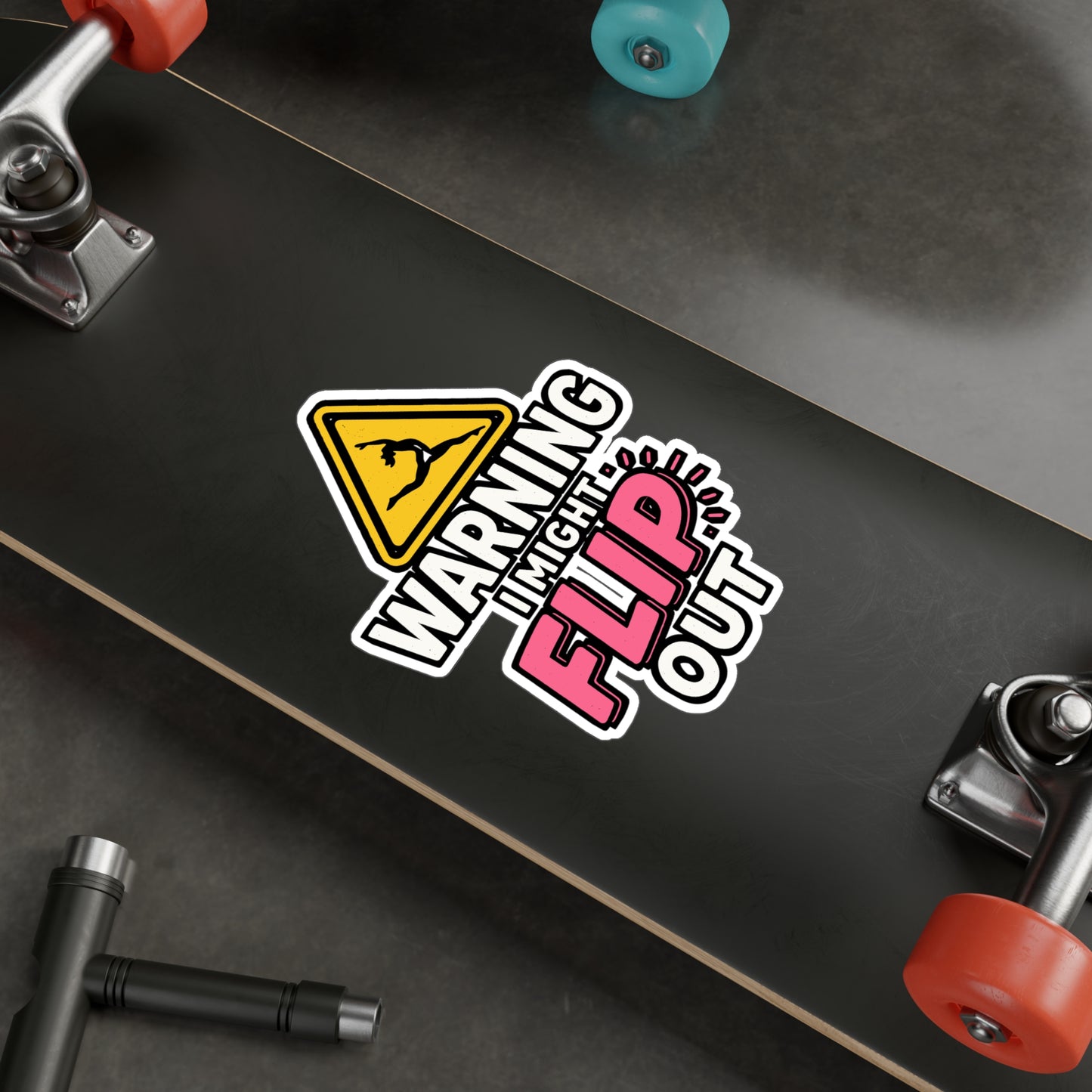 Gymnastics Sticker – "Warning I Might Flip Out" Athlete Decals for Laptop, Water Bottle, Vinyl Competition Gymnast Gift, Waterproof