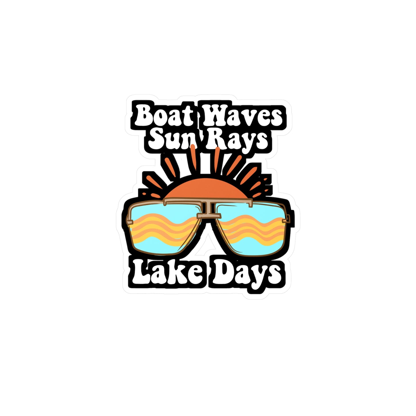 Boat Waves Sun Rays Lake Days - Boating Sticker for Laptop Sticker. Water Bottle Sticker, Vinyl Summer Decal - Boating Gift