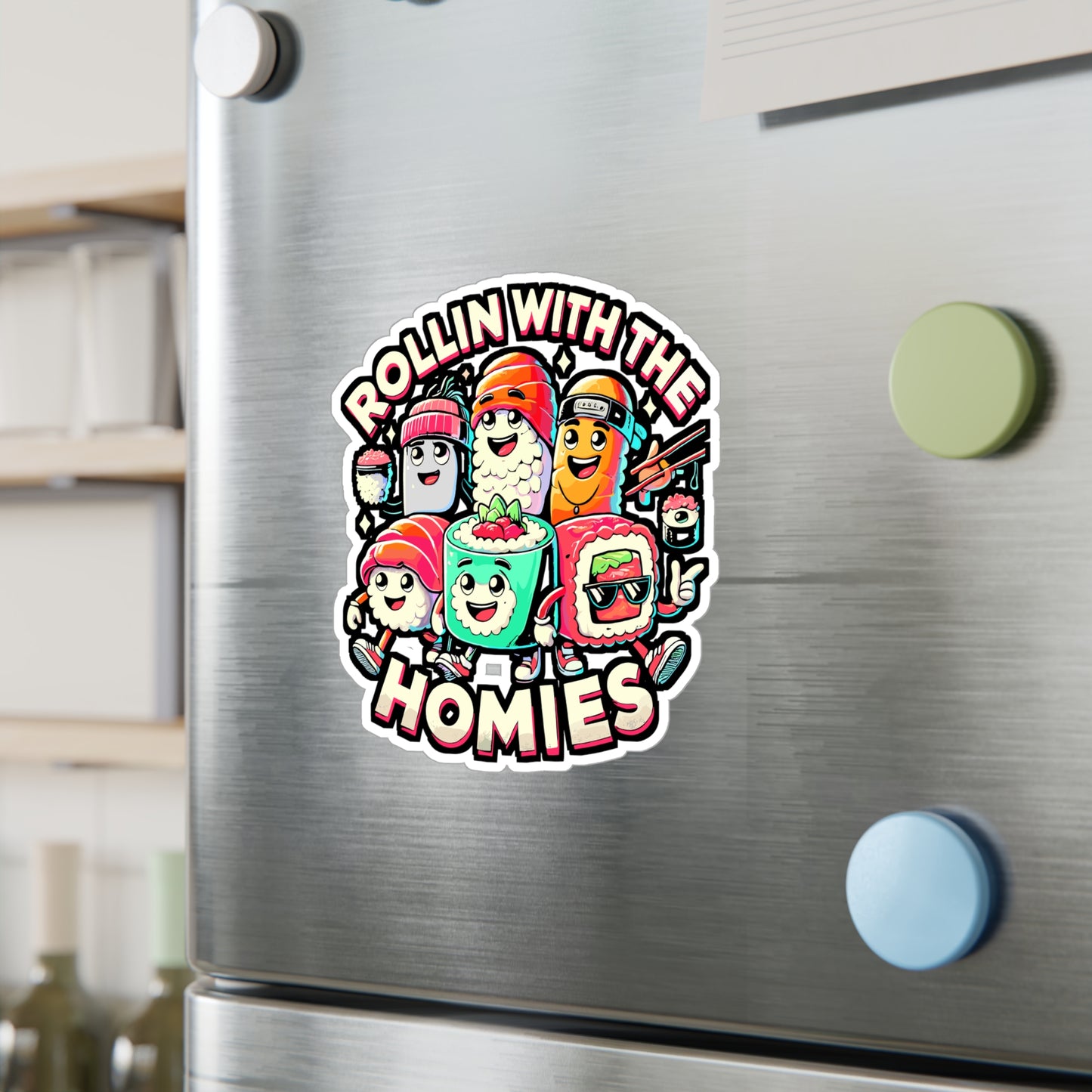 Rollin' With The Homies – Sushi Vinyl Decal for Car Window, Laptop & Water Bottle | Kawaii Sushi Gift