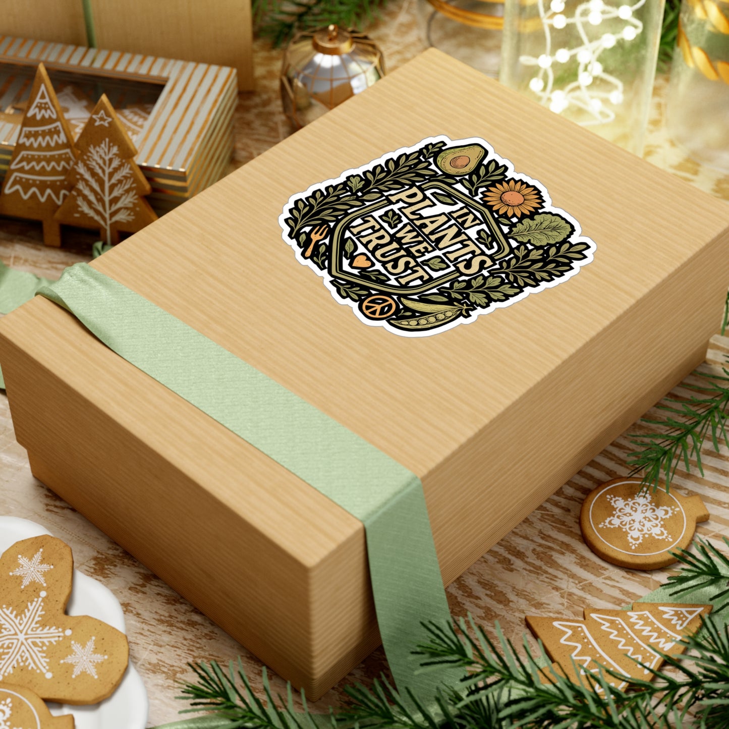 In Plants We Trust – Vegan Sticker for Car, Laptop, or Water Bottle | Vinyl Decal, Eco-Friendly Plant Lover Gift