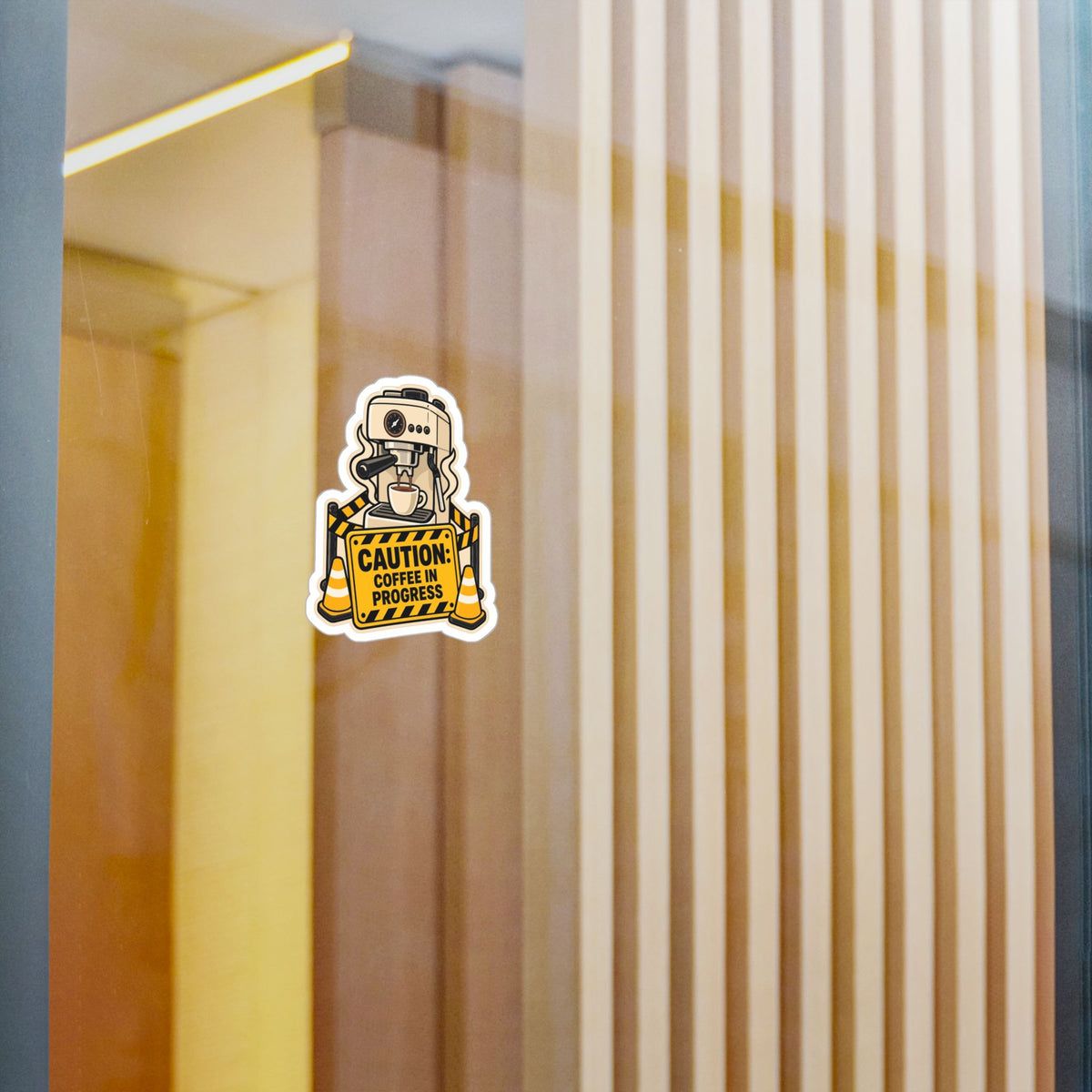 Espresso Sticker - Caution: Coffee in Progress - Fun Decals for Your Grinder or Digital Scale