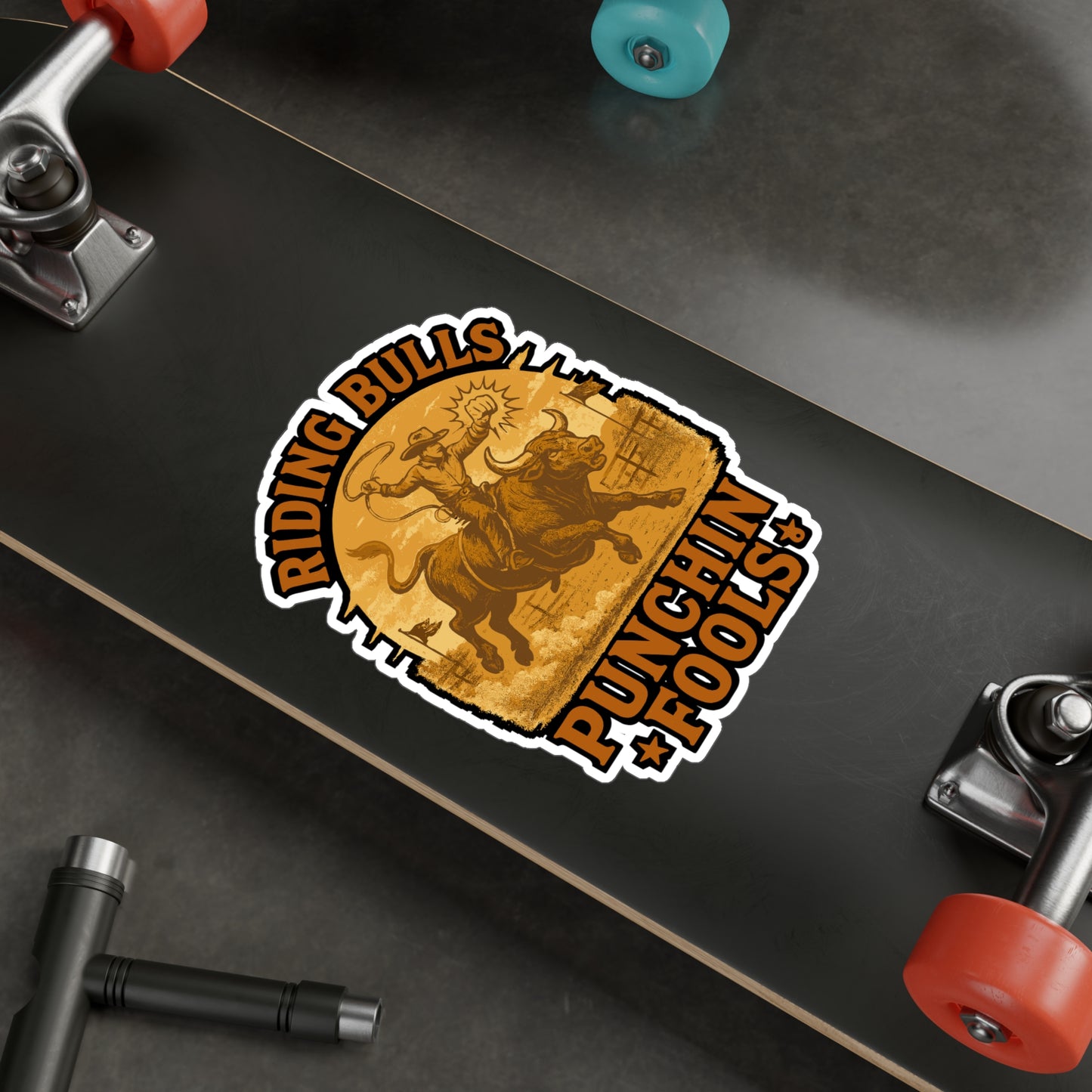Riding Bulls Punchin Fools - Bull Riding Sticker for Laptops, Water Bottles - Gift for Rodeo Fans, Cowboys, Western Lovers