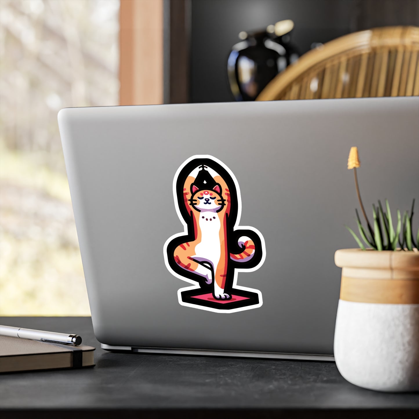 Yoga Namaste Cat - Yoga Sticker for Car Window Laptop Sticker. Water Bottle Sticker, Vinyl Philoslothical Decal, Funny Sticker - Yoga Gift