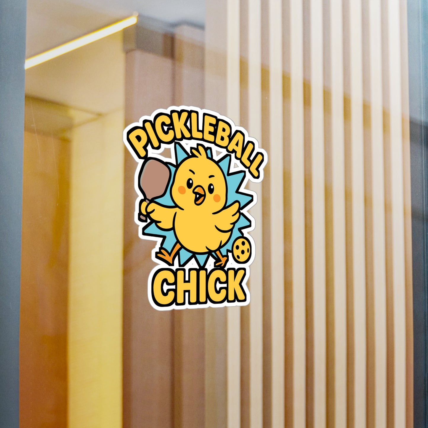Pickleball Sticker – “Pickleball Chick” Bird Paddle Decals, Feathered Design, Waterproof Vinyl for Laptop or Water Bottle