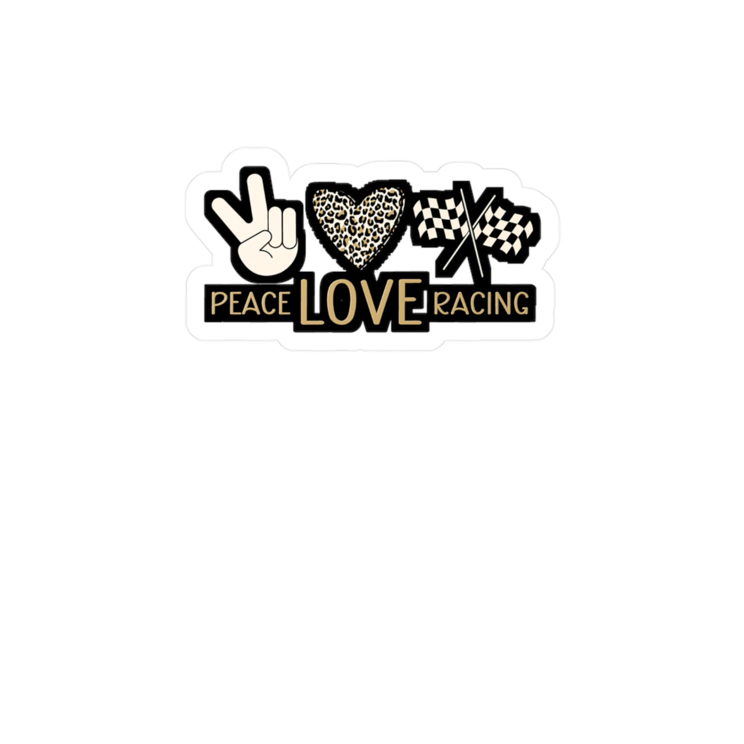 Peace Love Racing - Car-racing Sticker for Laptop Sticker. Water Bottle Sticker, Vinyl Skid Decal - Car-racing Gift