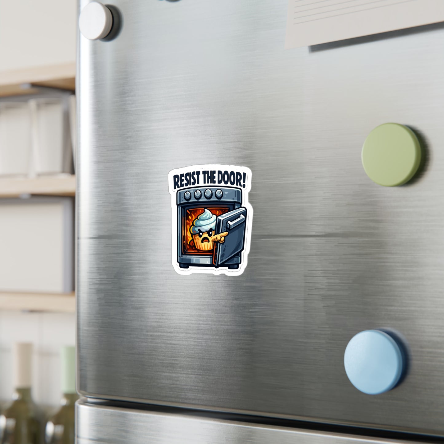 Baking Sticker “Resist the Door!” Funny Sourdough Baker Design, Waterproof Vinyl Decals for Laptop, Water Bottle, Kitchen Use
