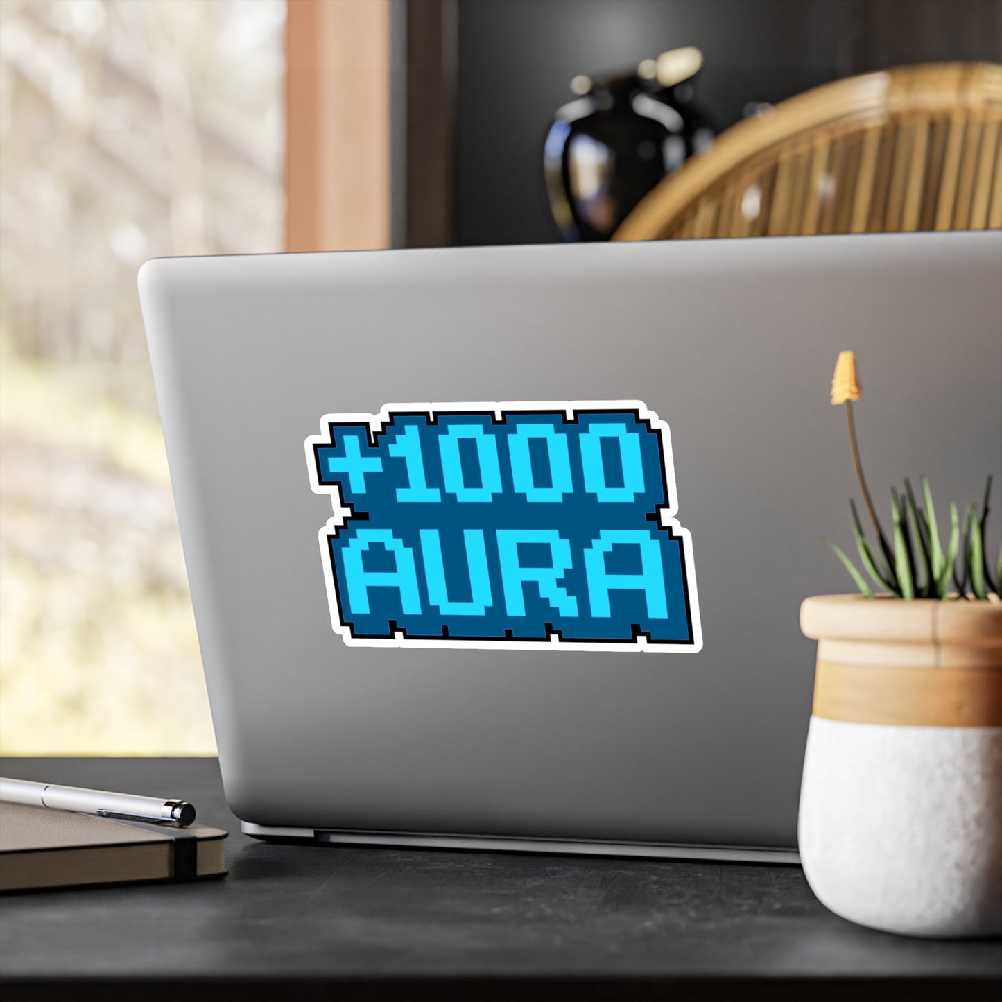 Pixel Sticker "1000 Aura" Retro Gaming Decals – Vinyl Waterproof Upgrade for Laptop, Water Bottle, Durable & Easy to Apply
