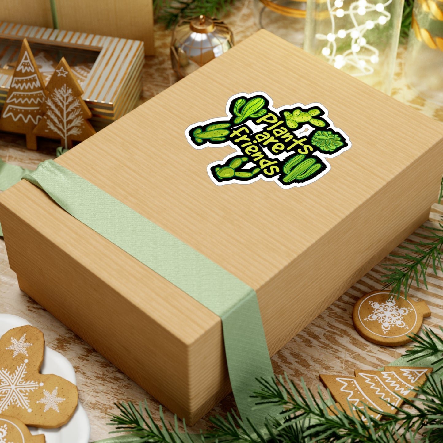 Plants Are Friends - Succulent Sticker for Laptop Sticker. Water Bottle Sticker, Vinyl Gardening Decal - Succulent Gift