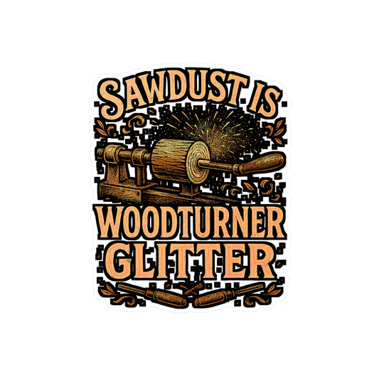Sawdust Is Woodturner Glitter – Vinyl Sticker for Laptop, Water Bottle, or Coffee Mug | Woodturning Gift Idea