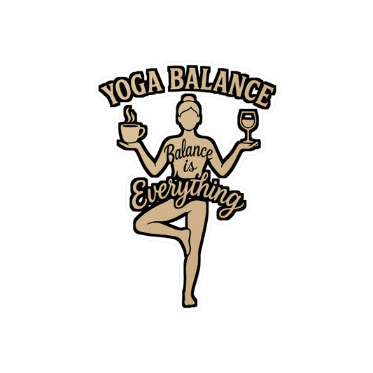 Yoga Balance – Coffee & Wine Sticker for Laptop, Water Bottle & Mindfulness Gifts