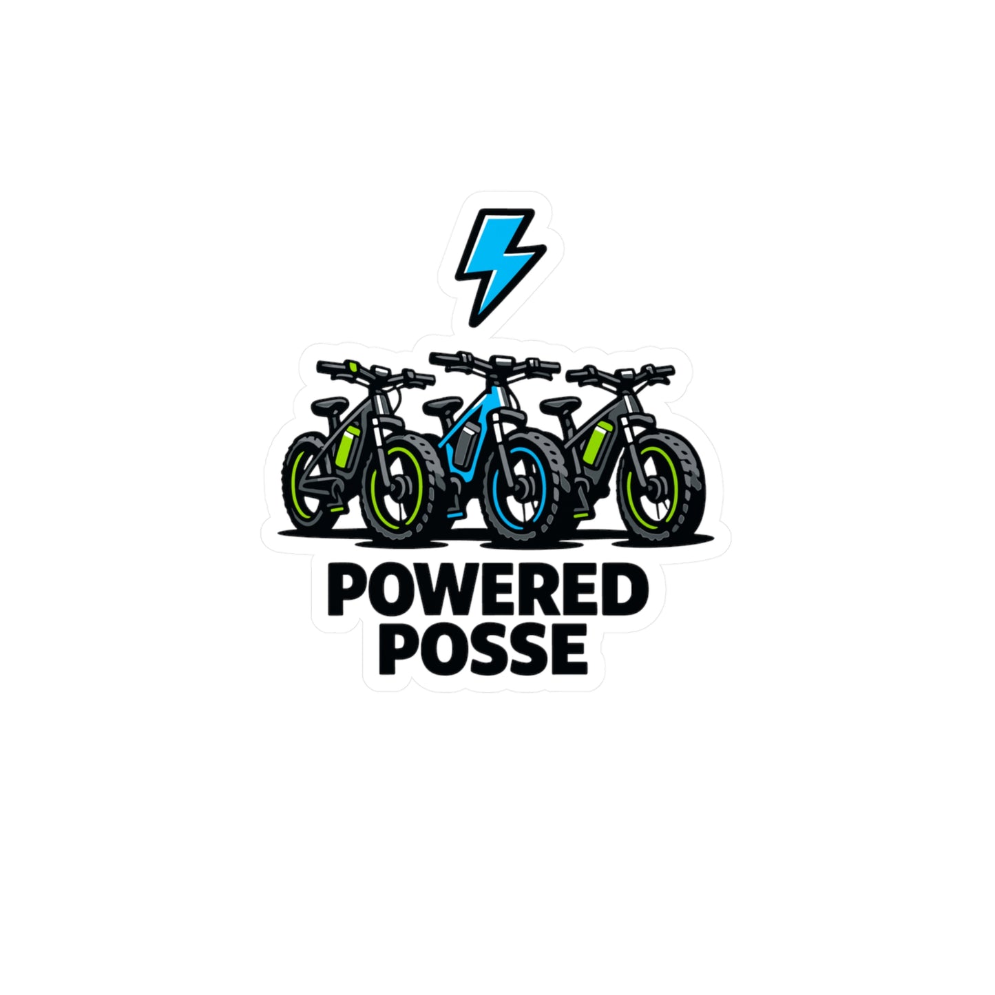E-Bike Sticker Powered Posse Waterproof Vinyl decals for Electric Bike Enthusiasts Laptop, Water Bottle