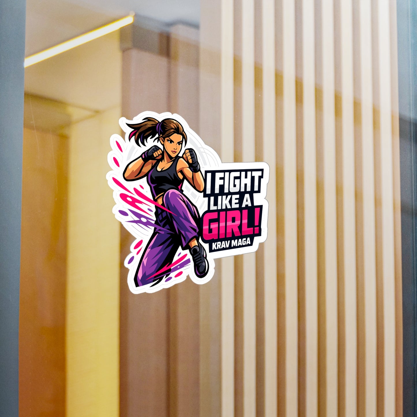 Krav Maga Sticker I Fight Like a Girl! Martial Arts Self Defense Vinyl Waterproof decals for Laptop or Water Bottle Fitness