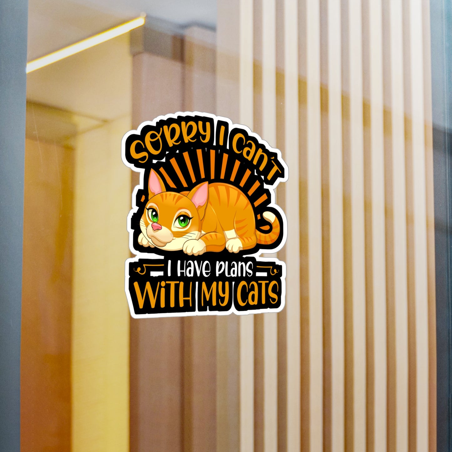 Sorry I Cant I have Plans With my Cats - Cat Sticker for Laptop Water Bottle Sticker, Vinyl Cats Decal - Cat Gift