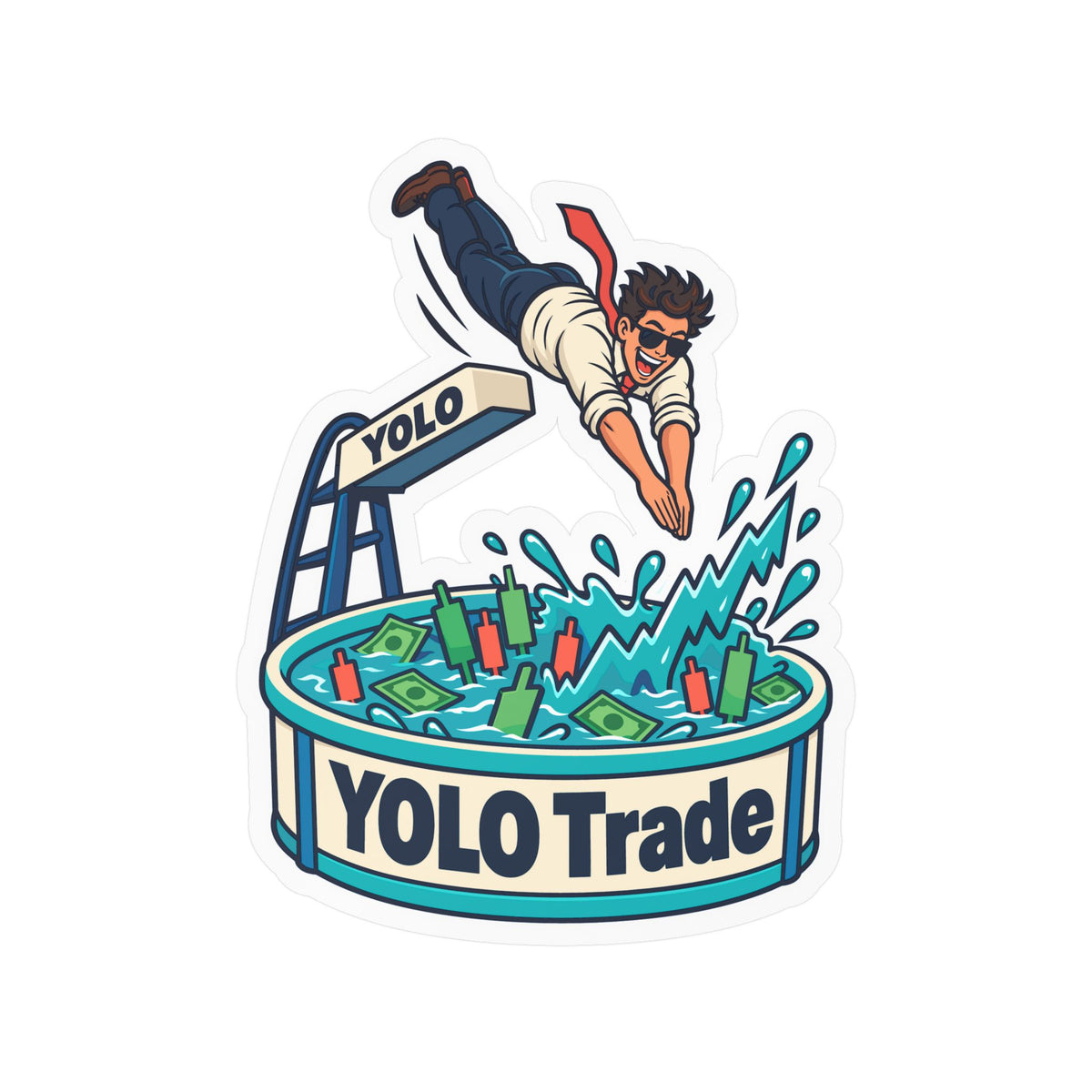 Day Trading Sticker - YOLO Trade Design for the Stock Market and Forex Trader, Laptop and Water Bottle Decals