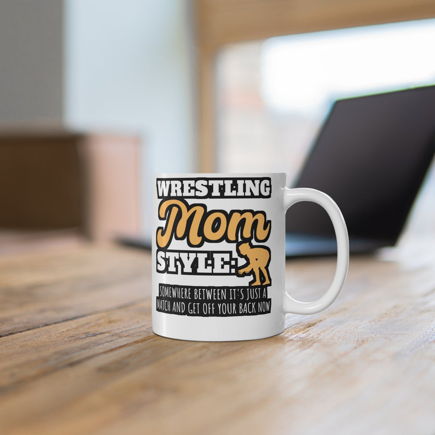 Wrestling Mom Style - Wrestle Mug for Coffee 11oz. Wrestle Cup, White ceramic, Wrestling Mug, Offense Tea Cup - Wrestle Gift