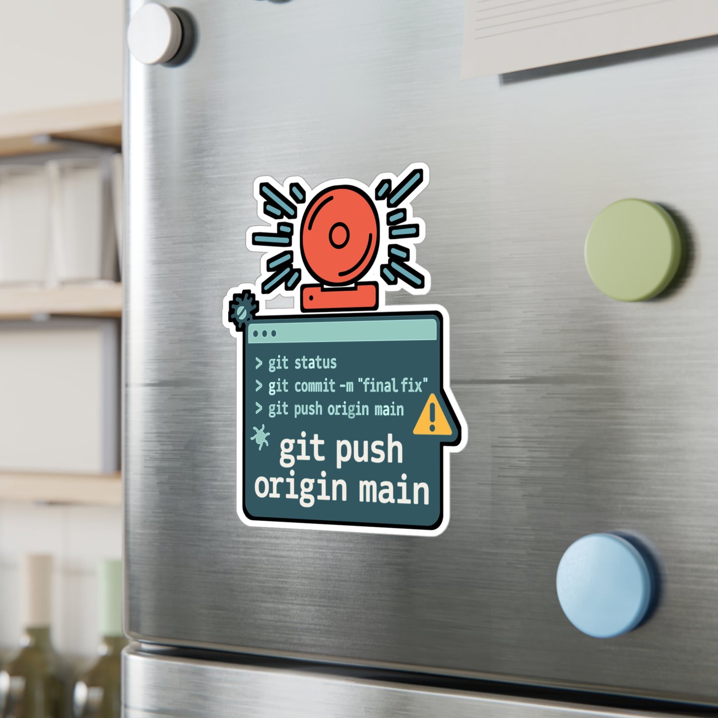 Coder Sticker – "Oops Git Push Origin Main" Waterproof Vinyl Decals for Developers, Fun Programming Git Gift for Laptop or Water Bottle