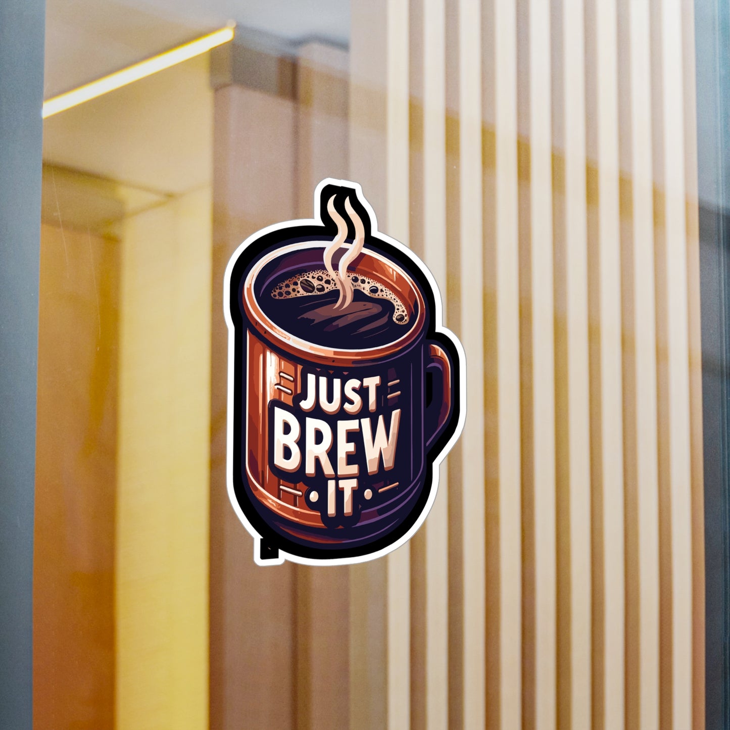 Just Brew It - Coffee Sticker for Car Laptop Sticker. Water Bottle Sticker, Vinyl Brew Decal, Caffeine Sticker - Coffee Gift