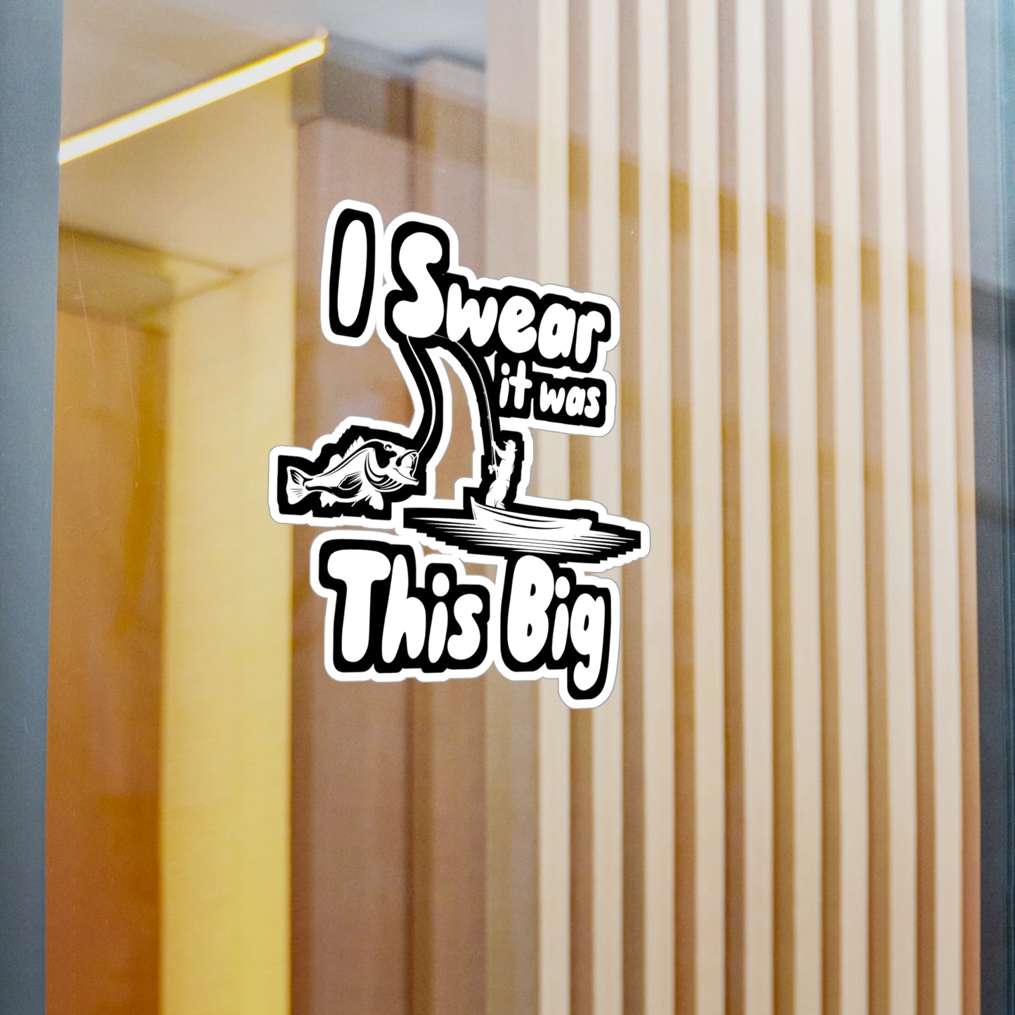 I Swear It was This Big - Fishing Sticker for Wall, Laptop, Window, Truck, Car Fishing Gift Vinyl Fish Decal Sticker