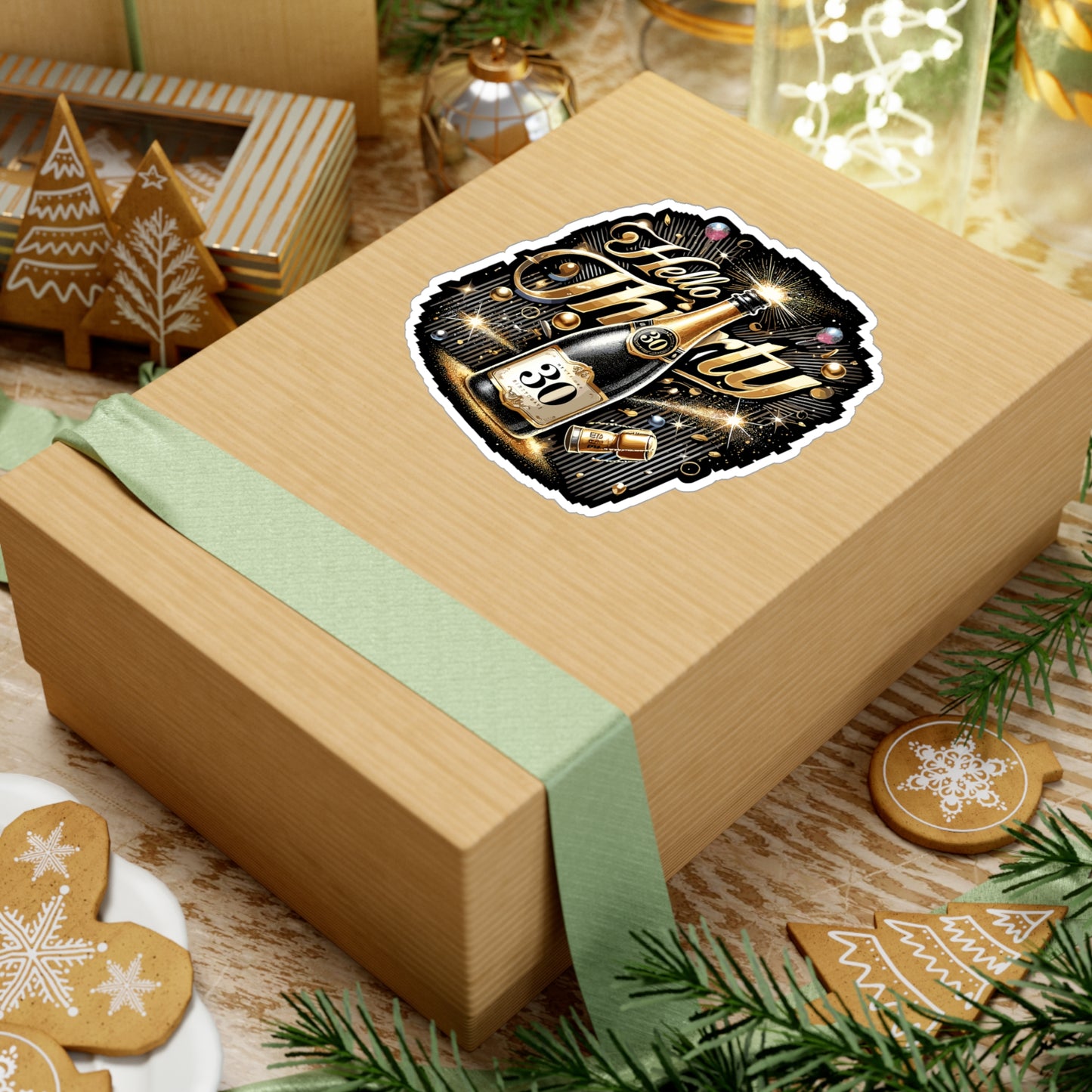 Hello Thirty - 30th birthday Sticker for Laptop Sticker. Water Bottle Sticker, Vinyl Milestone Decal - 30th birthday Gift