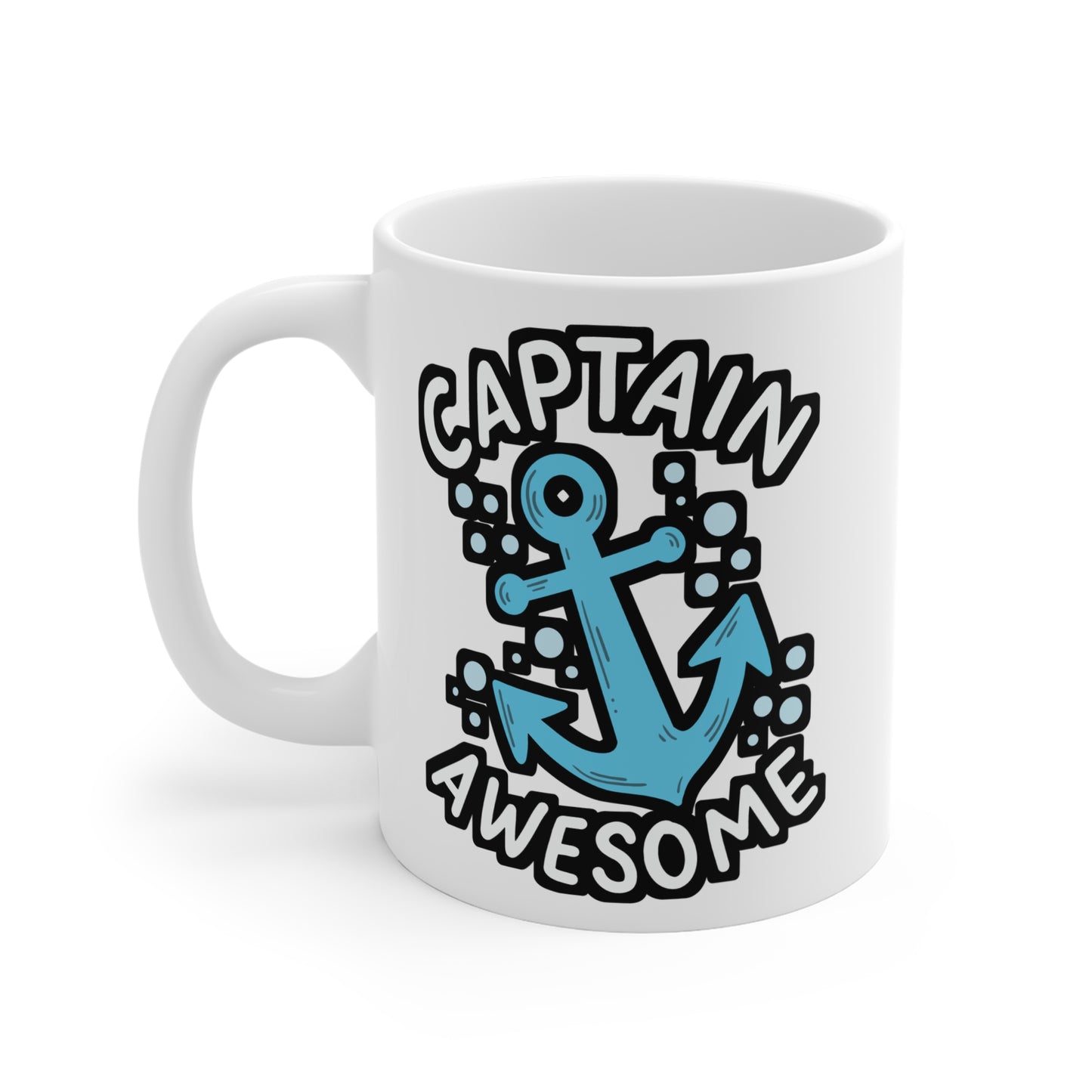 Captain Awesome - Boating Mug for Coffee 11oz. Boating Cup, White ceramic, Yacht Mug, Pontoon Tea Cup - Boating Gift