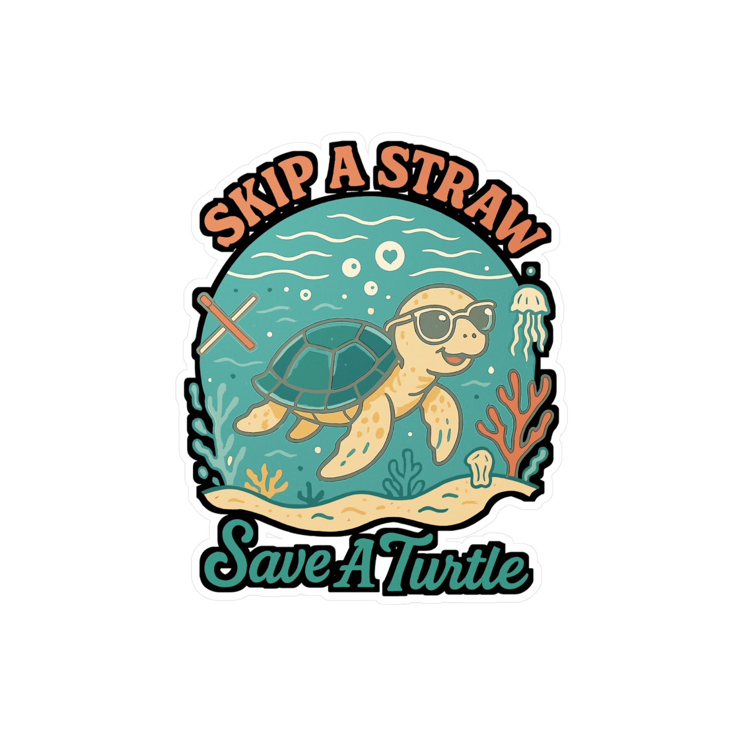 Skip A Straw Save A Turtle - Turtle Sticker for Water Bottles, Laptops, Eco-Friendly Gift for Ocean Lovers