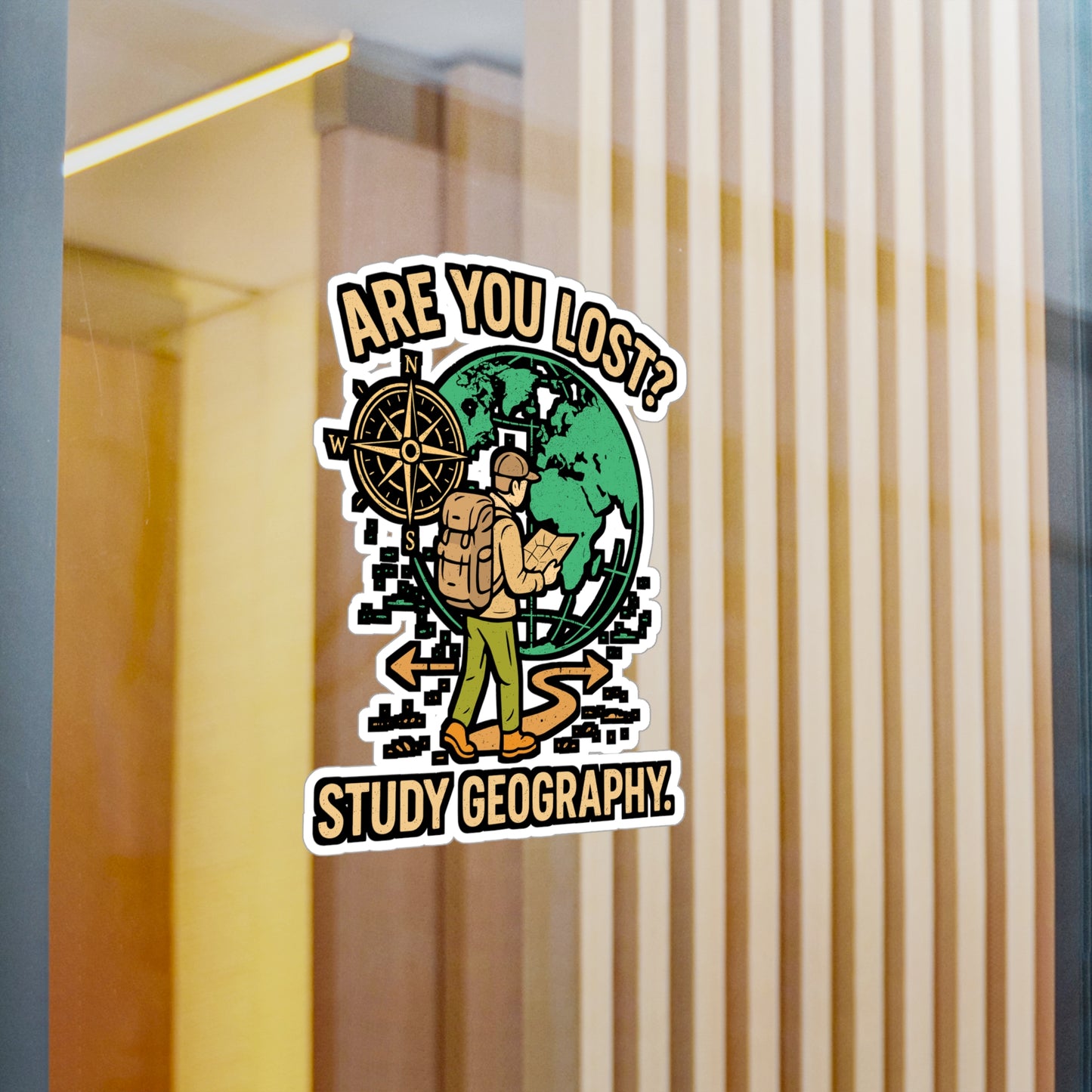 Are You Lost? Study Geography – Vinyl Sticker for Laptop or Water Bottle | Funny Travel & Earth Science Gift