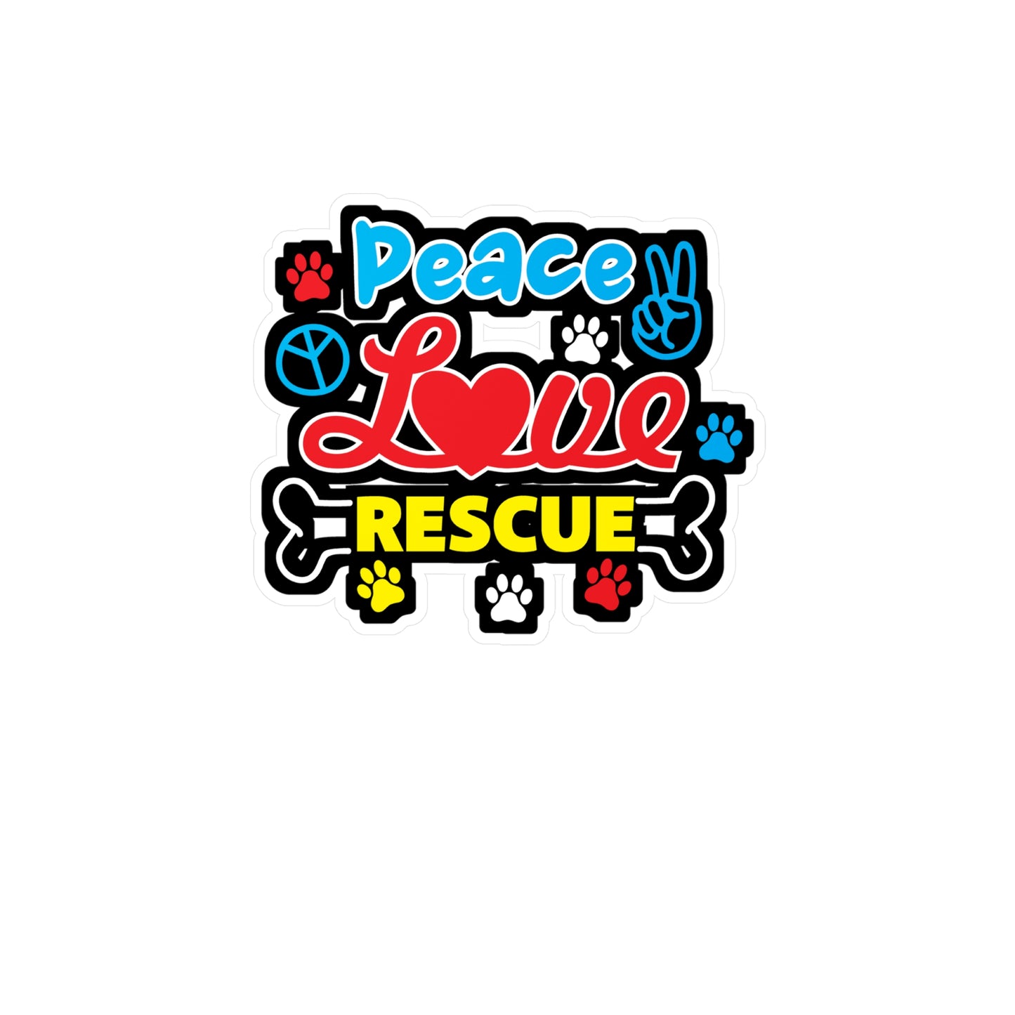 Peace Love Rescue - Animal-rescue Sticker for Laptop Sticker. Water Bottle Sticker, Vinyl Rescuer Decal - Animal-rescue Gift