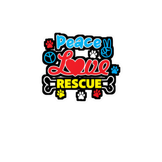 Peace Love Rescue - Animal-rescue Sticker for Laptop Sticker. Water Bottle Sticker, Vinyl Rescuer Decal - Animal-rescue Gift