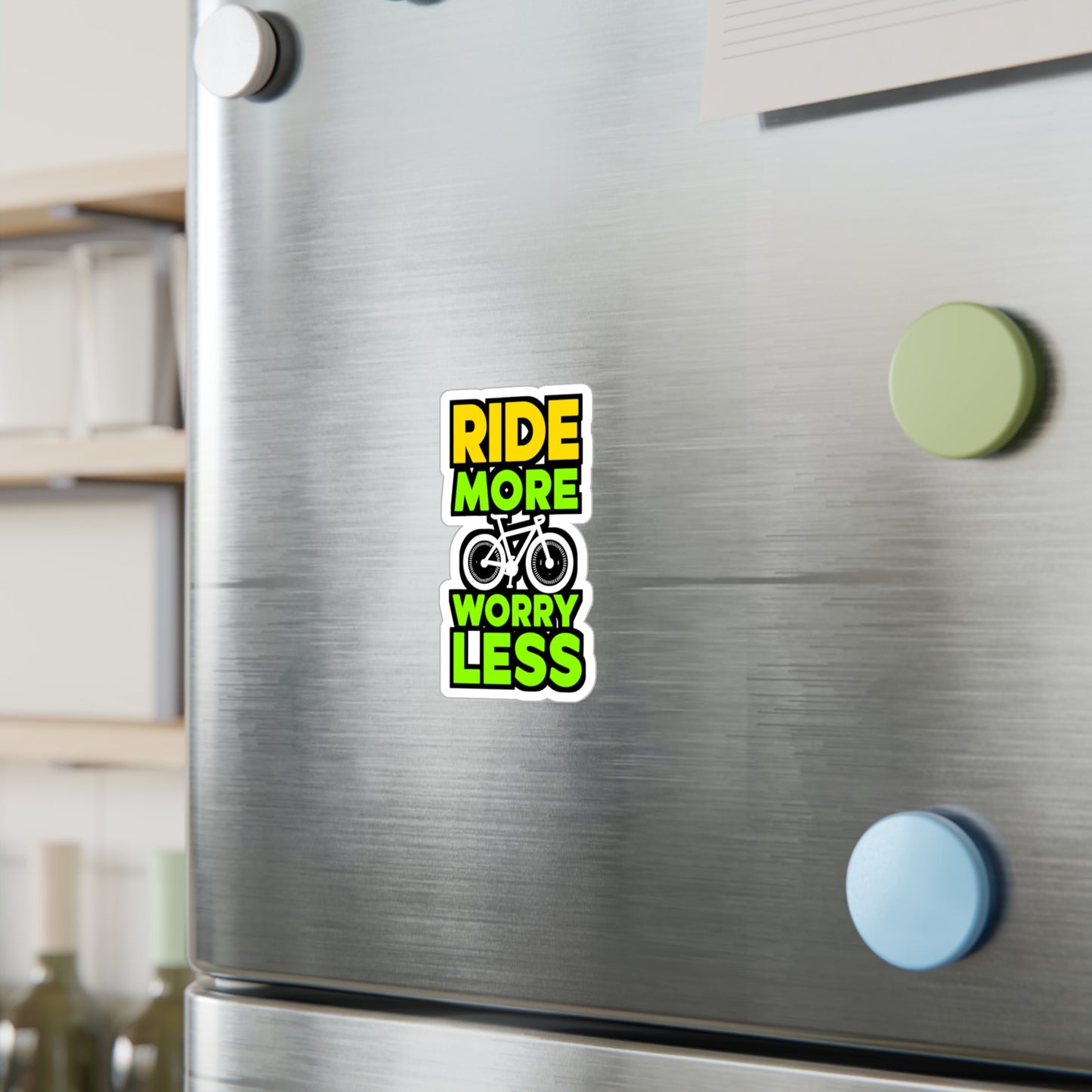 Ride more, worry less   - Cycling Sticker for Window Laptop Sticker. Water Bottle Sticker, Vinyl Cyclist Decal - Cycling Gift