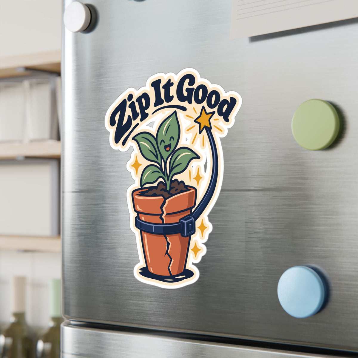Upcycling Sticker - Zip It Good Recycling Art for Sustainability Fans, Decals for Laptop and Water Bottle