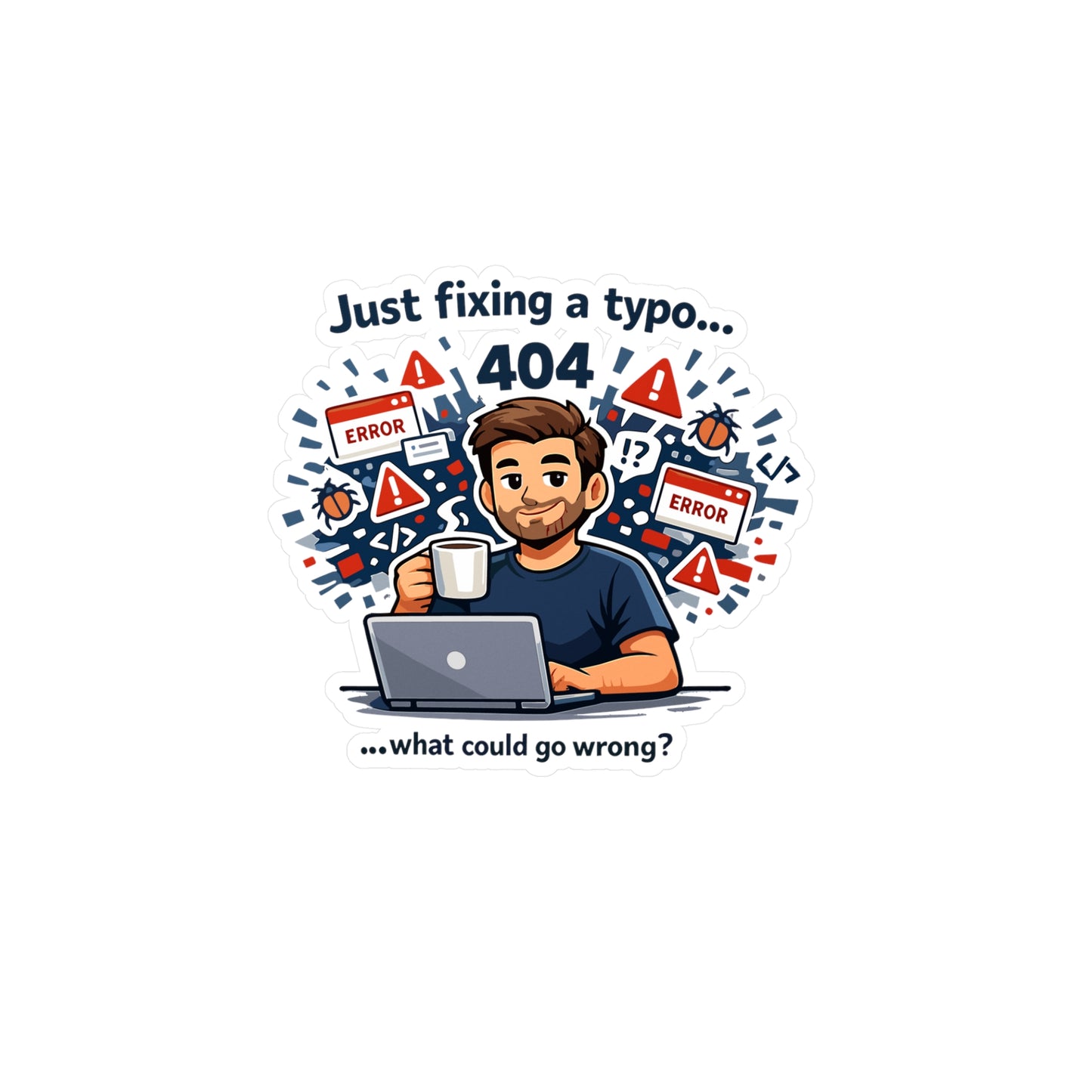Coding Sticker “Just fixing a typo…” Programmer Decals, Funny Source Code Semicolon Vinyl Waterproof for Laptop, Water Bottle