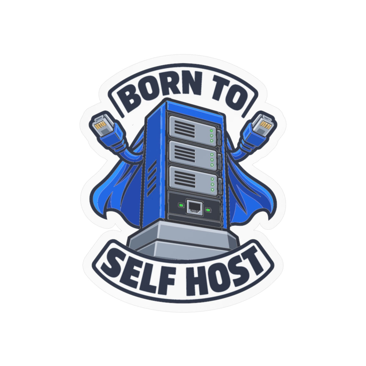 Tech Sticker Born To Self Host – Reboot Button and Bandage Design Decals for Laptop and Water Bottle