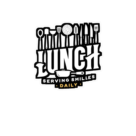 Lunch Serving smiles daily - Lunch lady Sticker for Laptop Sticker. Water Bottle Sticker, Vinyl Lunch Decal - Lunch lady Gift