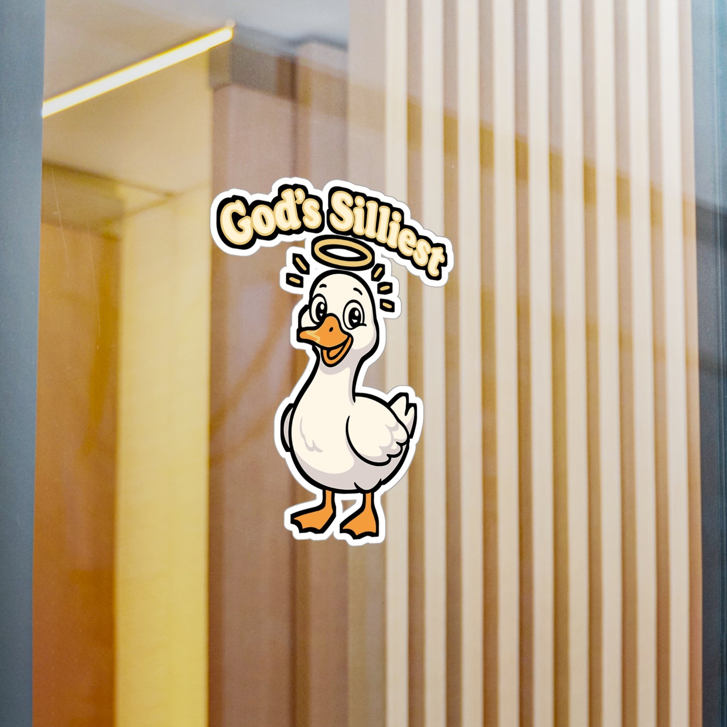 Goose Sticker – Gods Silliest Goose Quirky Angel with Daisies Decals for Laptop, Water Bottle, Waterproof Vinyl, Gift