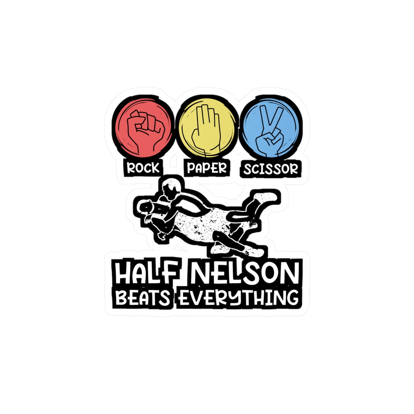 Rock Paper Scissor - Wrestle Sticker for Wall, Laptop, Window, Truck, Car Wrestle Gift Vinyl Wrestling Decal Sticker