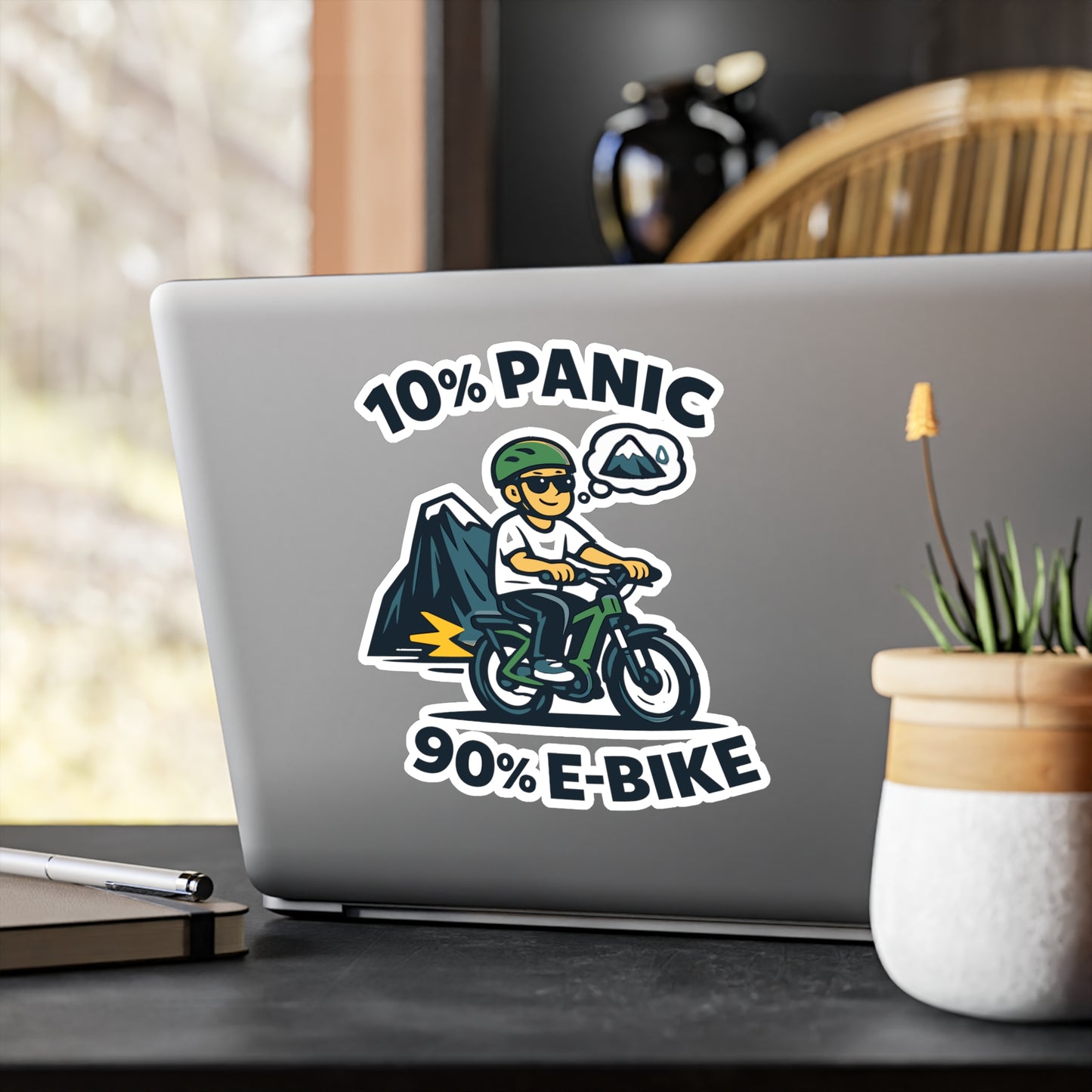 E-Bike Sticker 10% Panic Club Funny Electric Bike Decals Waterproof Vinyl for Laptop, Water Bottle, eCycling e Cyclist