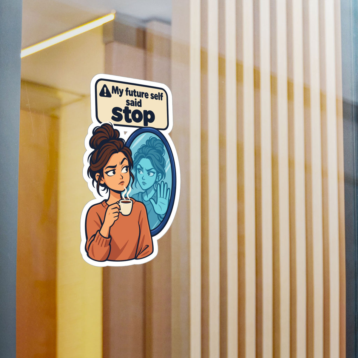 Comic Sticker – My Future Self Said Stop, Doppelgänger Warning Decals for Laptop and Water Bottle