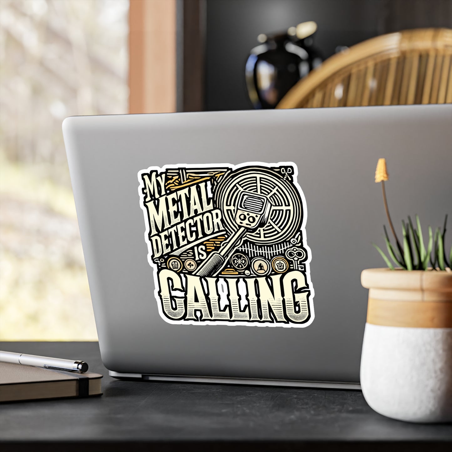 My Metal Detector Is Calling – Vinyl Sticker for Laptop or Water Bottle | Geocaching & Metal Detector Gift
