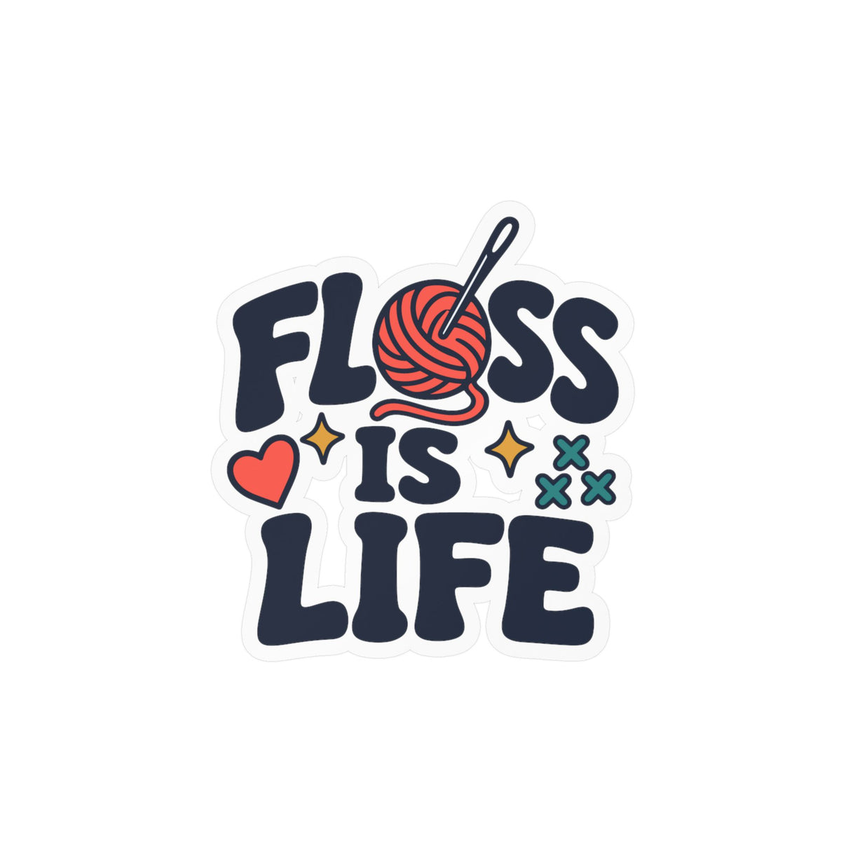 Embroidery Sticker - Floss is Life Decals for Needlework and Stitching Fans - Crafting Decor for Laptops & Water Bottles