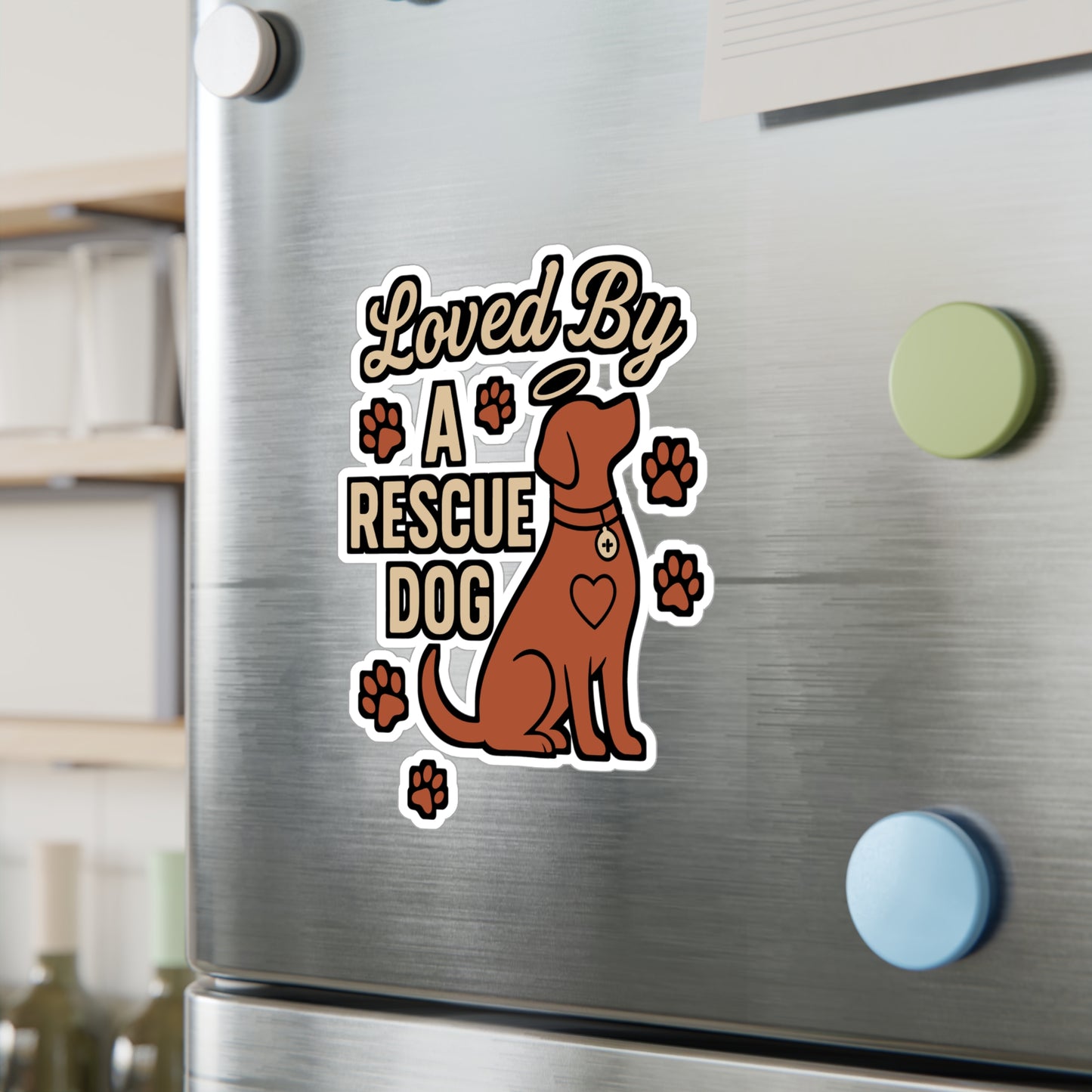 Loved by a Rescue Dog – Dog Rescue Sticker for Laptop, Water Bottle & Pet Adoption Gifts