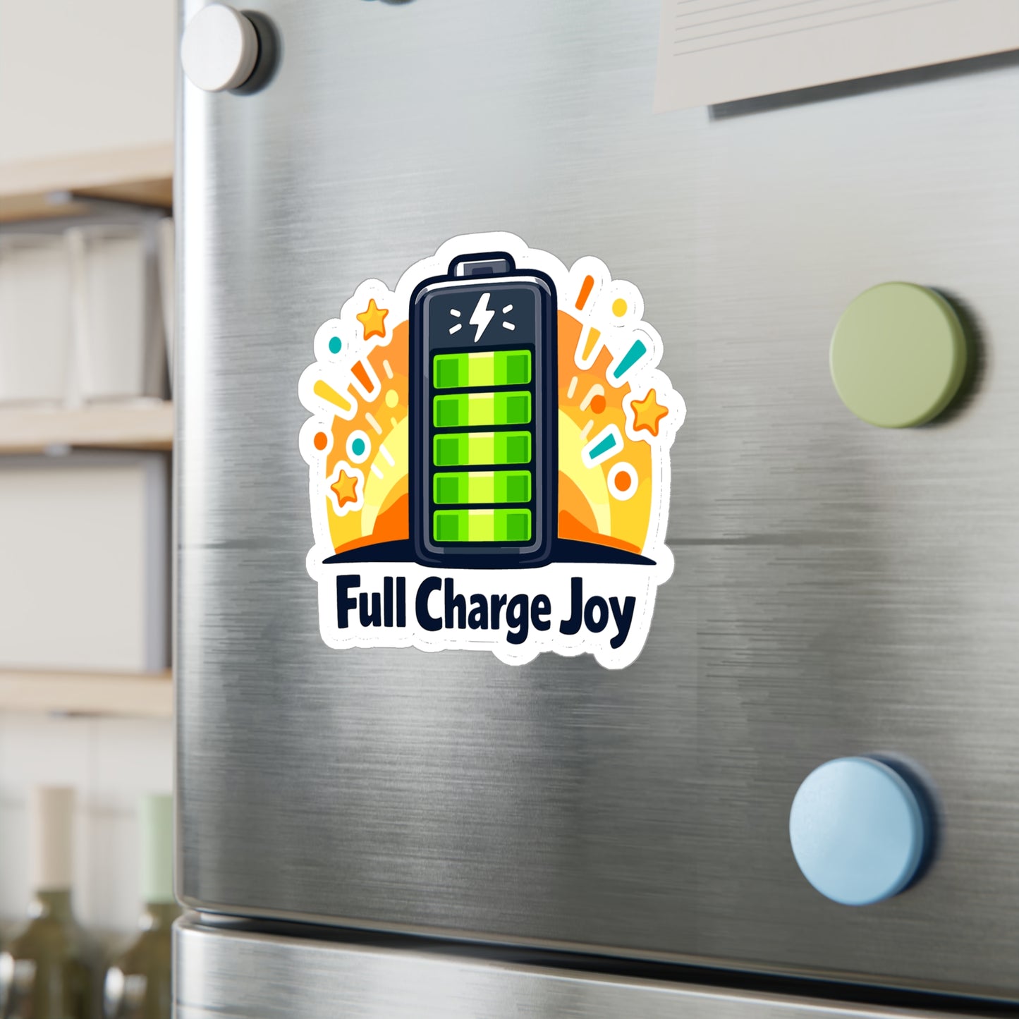 E-Bike Sticker Full Charge Joy Electric Bike Ecycling Design, Waterproof Vinyl Decals for Laptop, Water Bottle, E Cyclist Gift