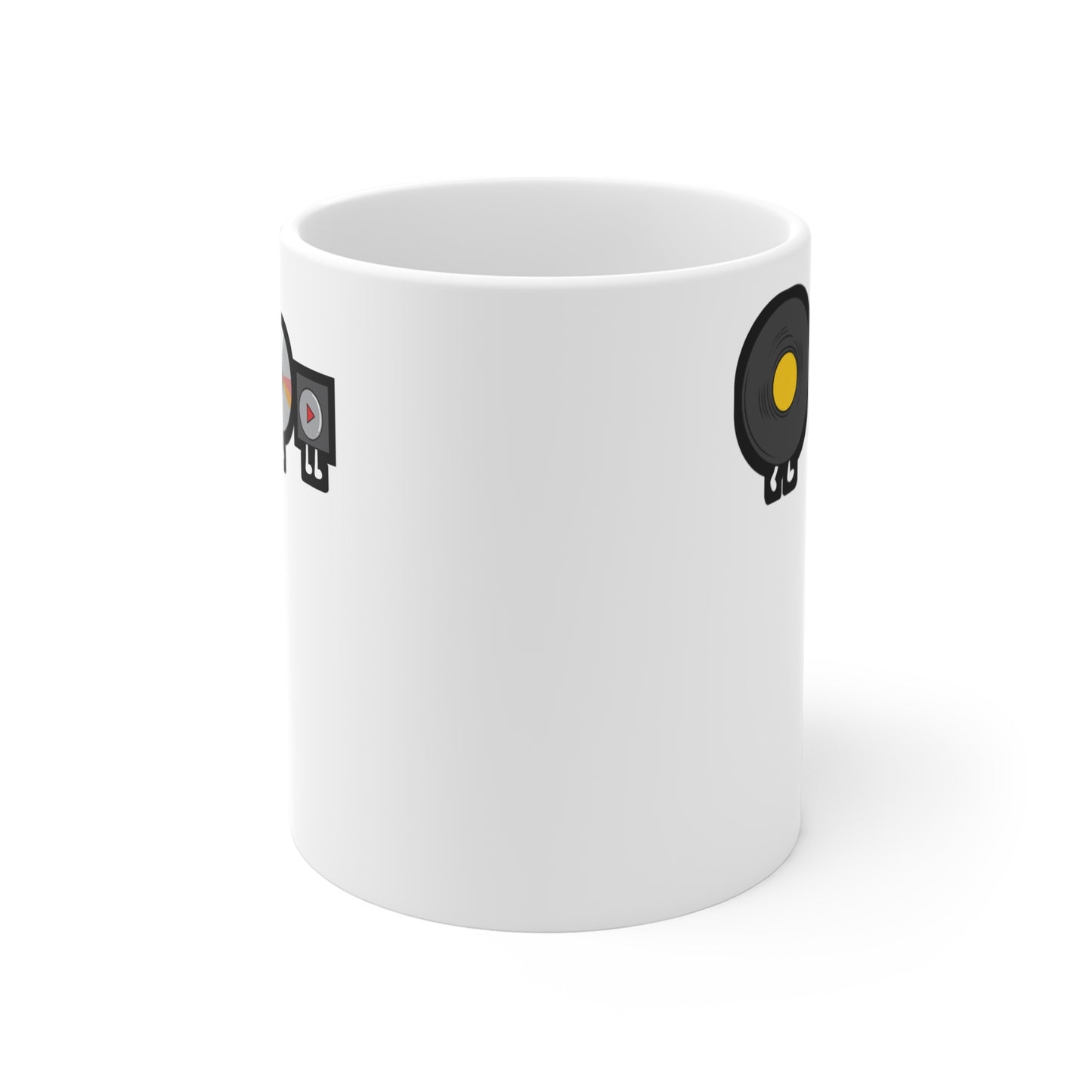 Audio player evolution - Vinyl Mug for Coffee 11oz. Vinyl Cup, White ceramic, Record Mug, Turntable Tea Cup - Vinyl Gift