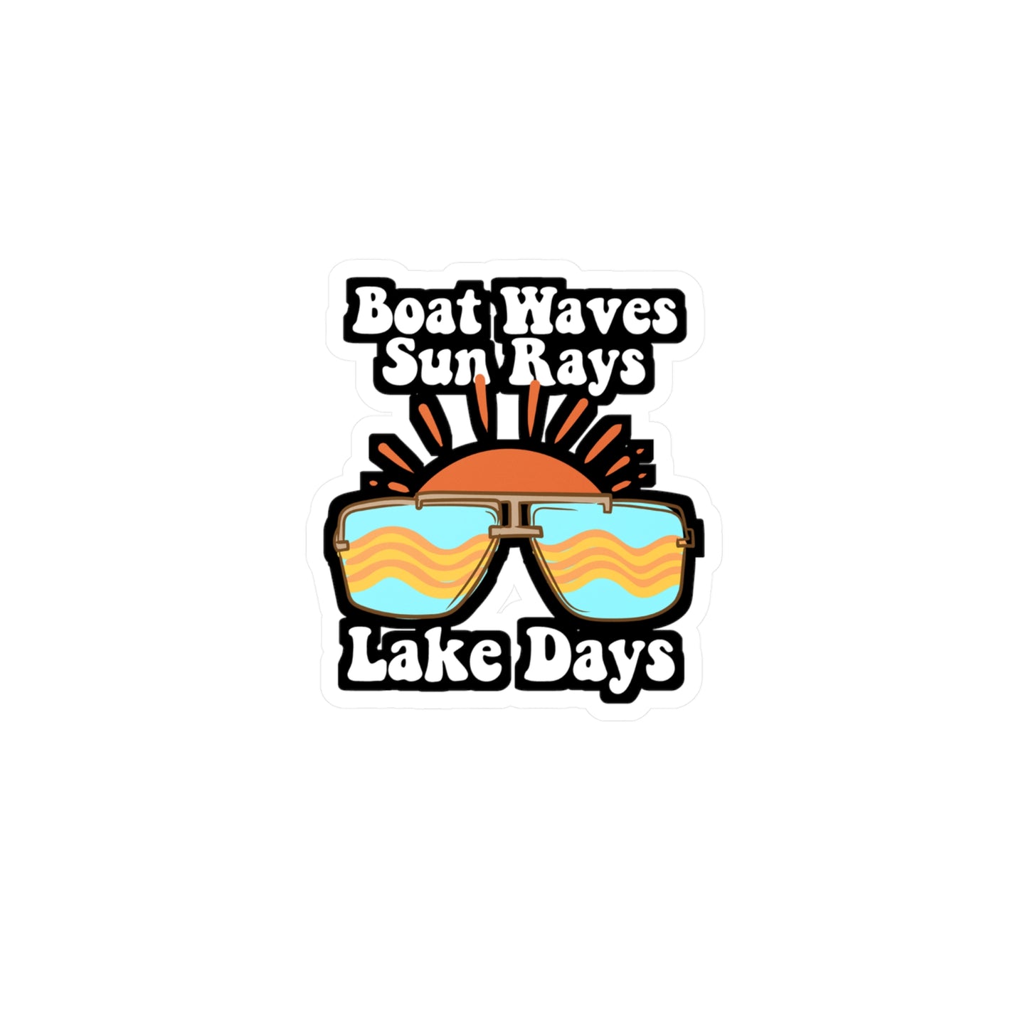 Boat Waves Sun Rays Lake Days - Boating Sticker for Laptop Sticker. Water Bottle Sticker, Vinyl Summer Decal - Boating Gift