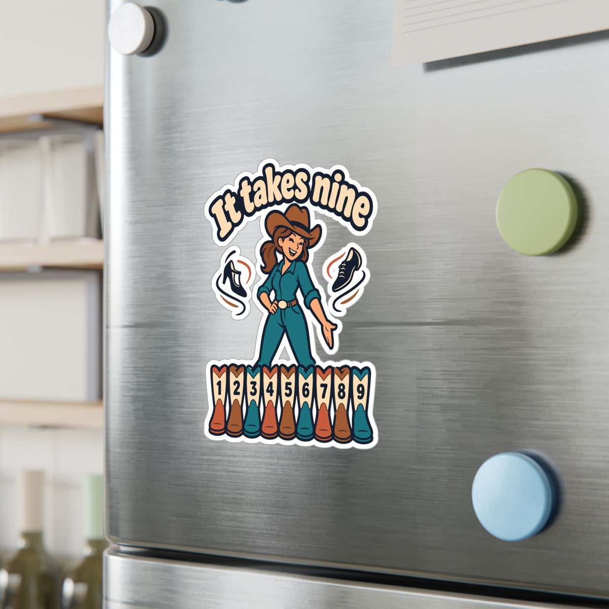 Line Dance Sticker – It Takes Nine Design for Country Dancers, Western Decals for Laptop and Water Bottle