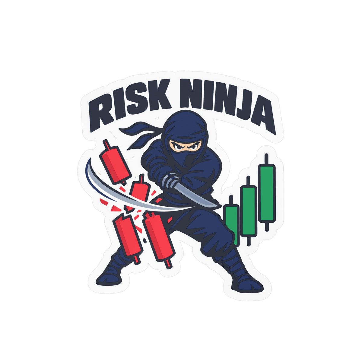 Day Trading Sticker - Risk Ninja Decals for the Stock Market and Forex Trader, Laptop and Water Bottle Decor