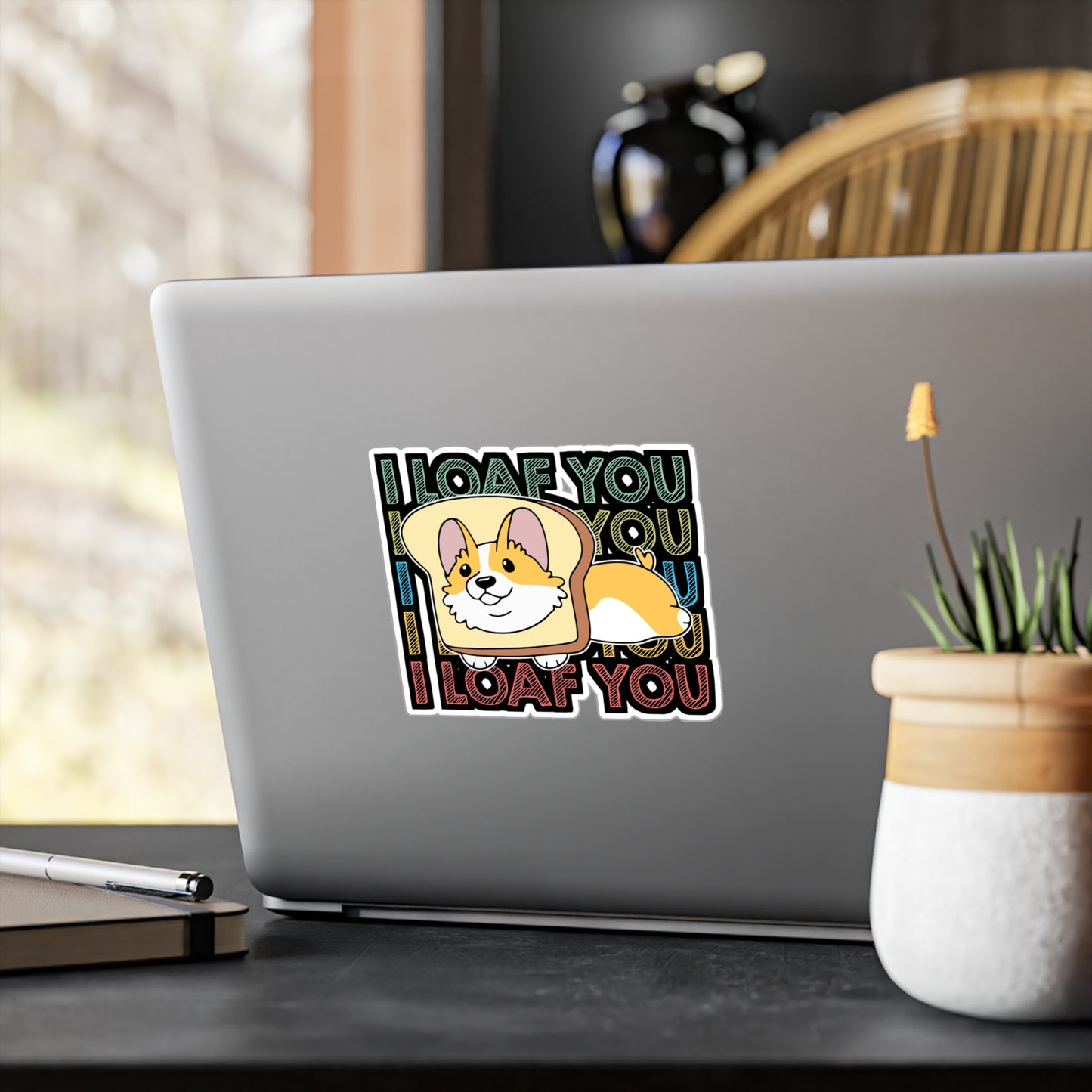 I loaf You - Corgi Sticker for Car Window Laptop Sticker. Water Bottle Sticker, Vinyl Dog Decal, Cute Sticker - Corgi Gift