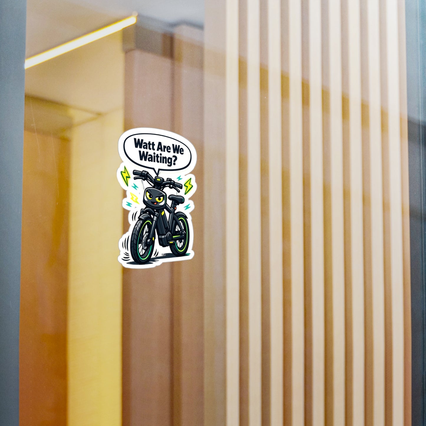 E-Bike Sticker Watt Are We Waiting? Funny Electric Bike Decals, Waterproof Vinyl for Laptop, Water Bottle, E Cycling E Cyclist