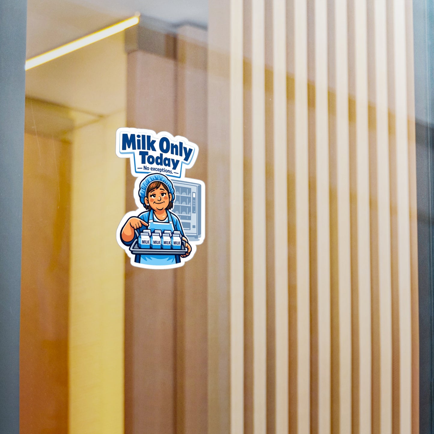 Lunch Lady Sticker "Milk Only Today" Funny School Canteen Design Waterproof Vinyl decals for Laptop, Water Bottle